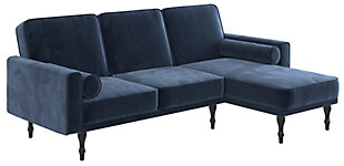 Atwater Living Edison Small Space Sectional Futon, Blue, large
